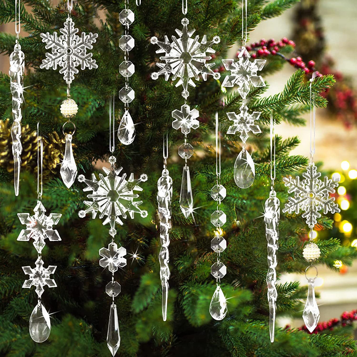 Christmas icicle transparent snowflake ice prism acrylic fake ice cone