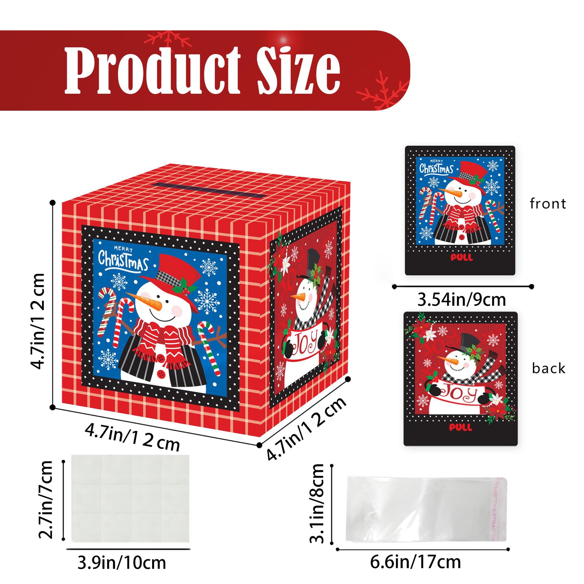 Christmas Party Gifts, Christmas Money Box for Cash Pull, Christmas Money Pull Box with Snowman Card and Transparent Bags, Christmas Money Pull Box, Christmas Money Pull Box for Kids Adults