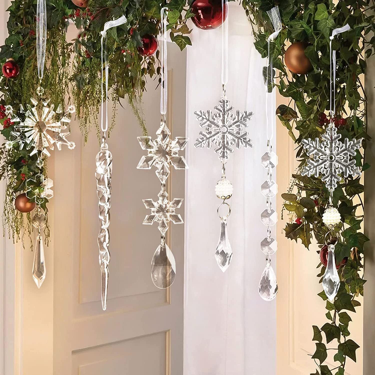 Christmas icicle transparent snowflake ice prism acrylic fake ice cone