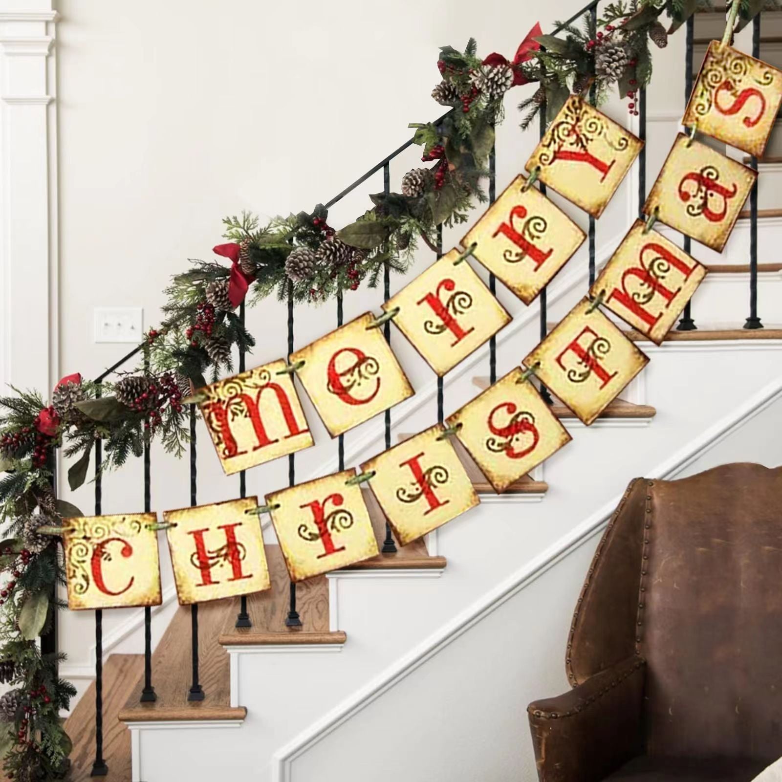 Christmas flag decoration for Christmas banner party, Christmas cheer scene with Christmas tree, flag display