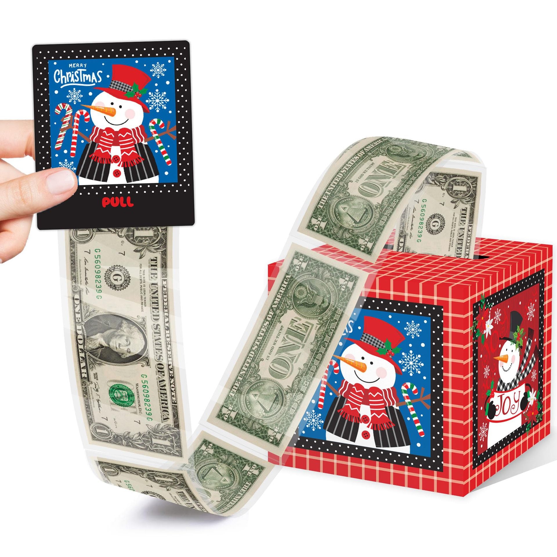 Christmas Party Gifts, Christmas Money Box for Cash Pull, Christmas Money Pull Box with Snowman Card and Transparent Bags, Christmas Money Pull Box, Christmas Money Pull Box for Kids Adults