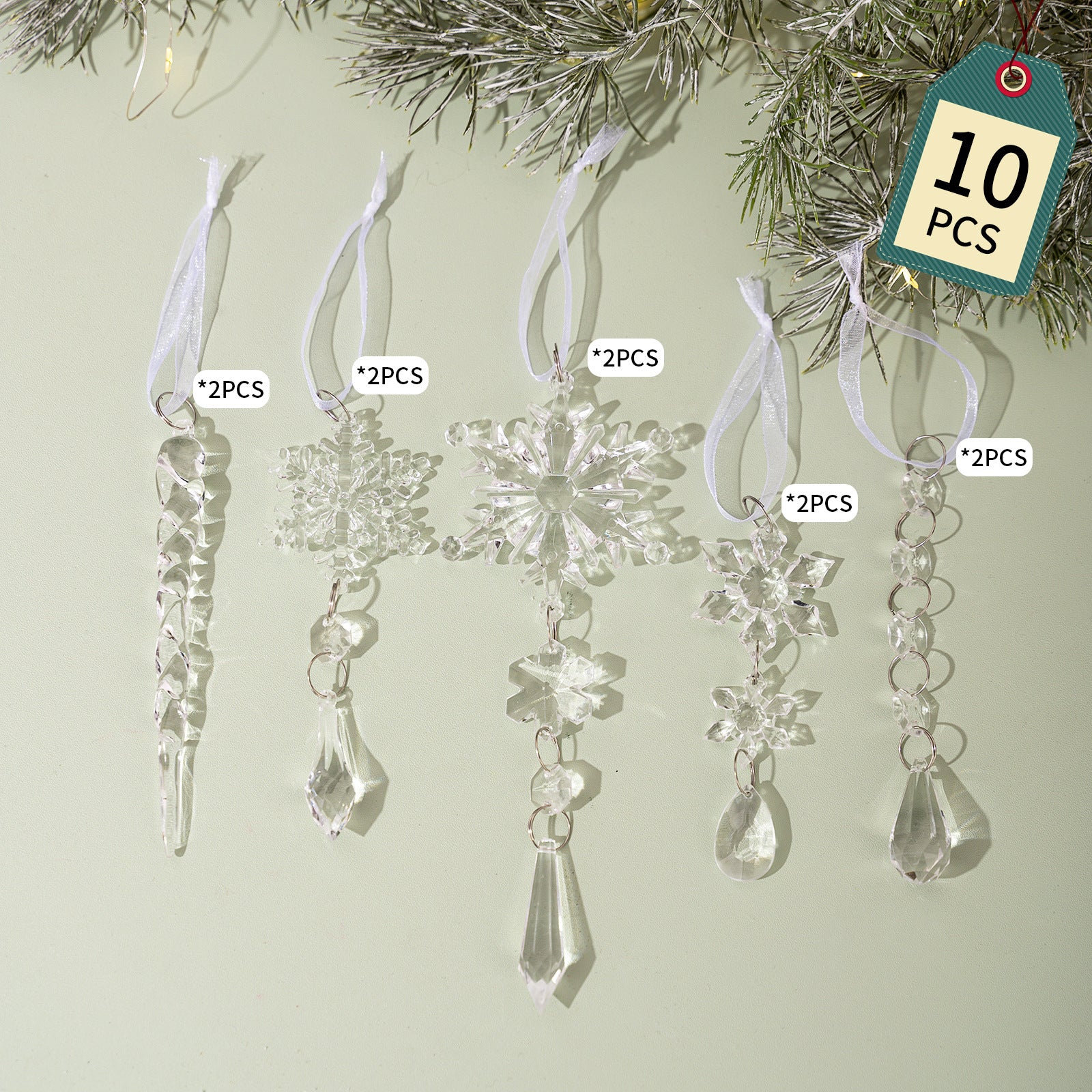 Christmas icicle transparent snowflake ice prism acrylic fake ice cone