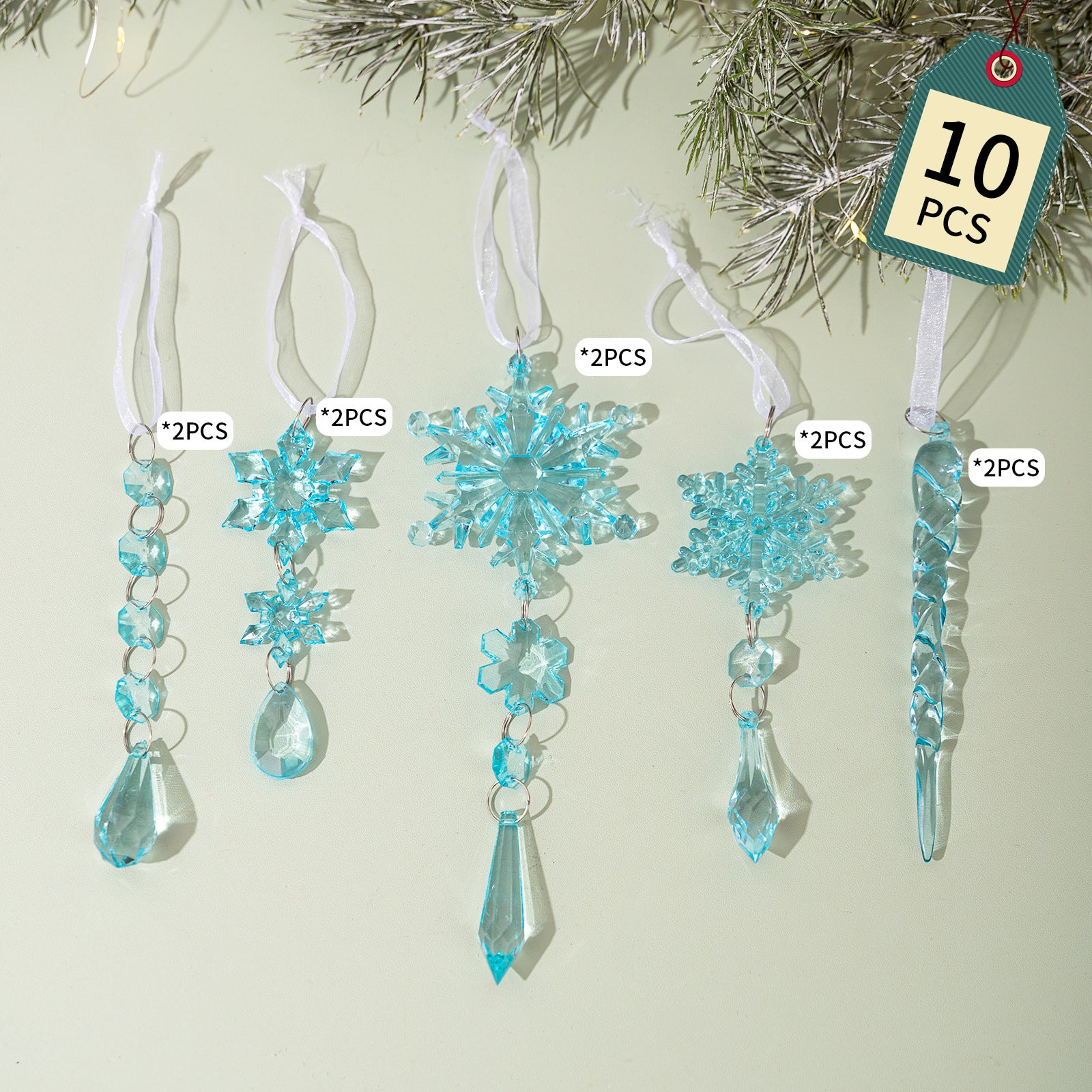 Christmas icicle transparent snowflake ice prism acrylic fake ice cone