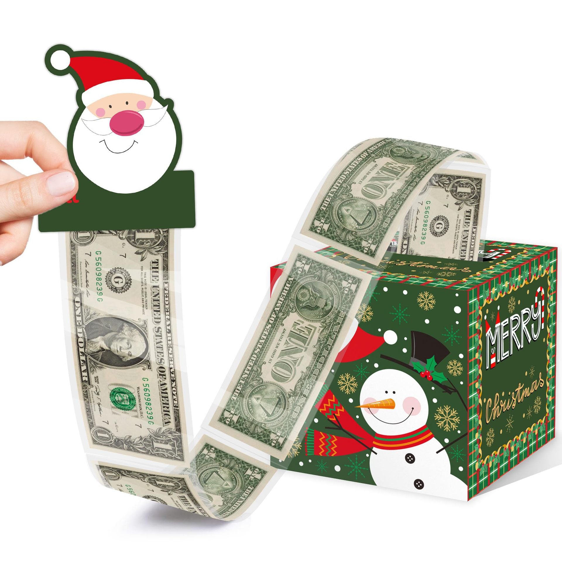 Christmas Party Gifts, Christmas Money Box for Cash Pull, Christmas Money Pull Box with Snowman Card and Transparent Bags, Christmas Money Pull Box, Christmas Money Pull Box for Kids Adults