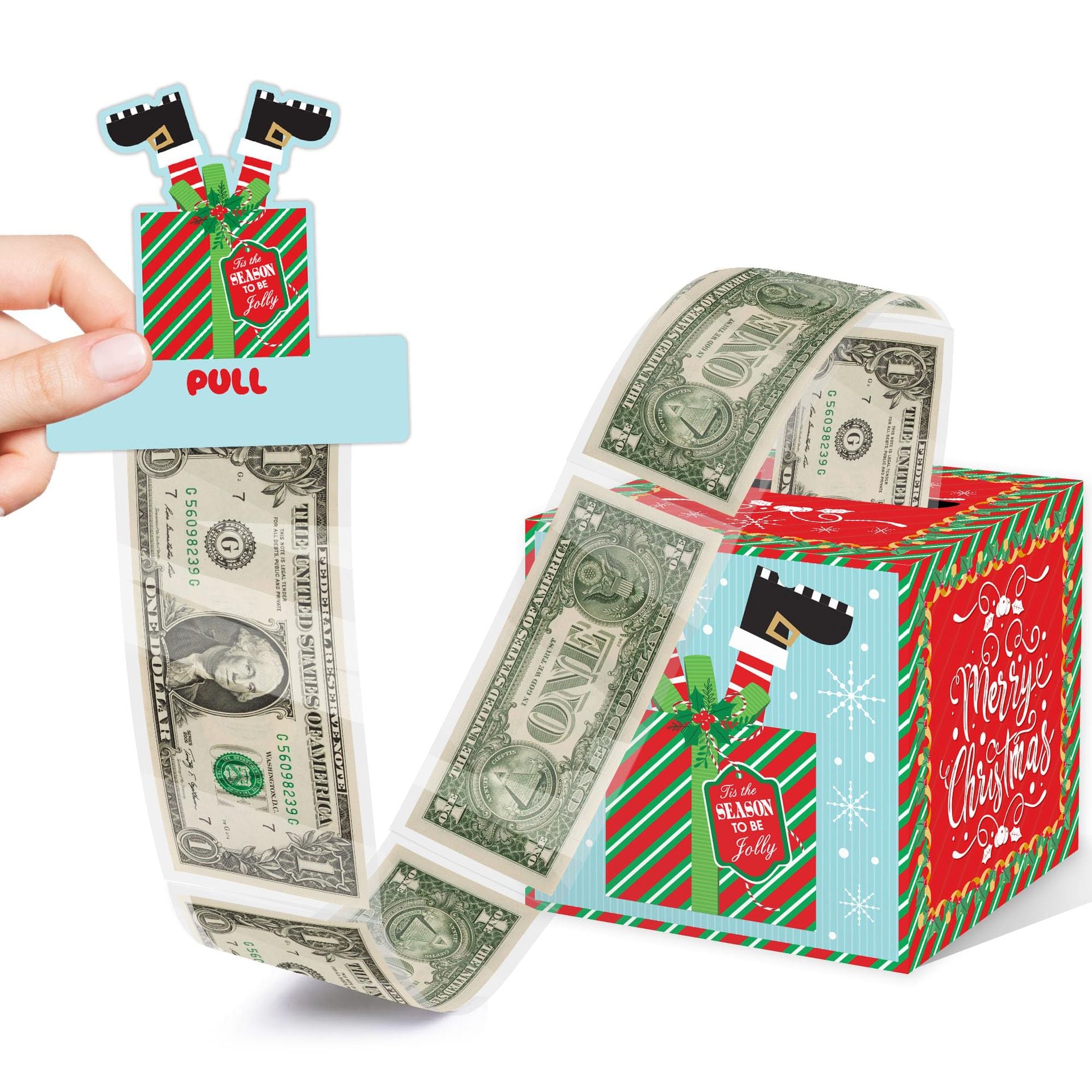 Christmas Party Gifts, Christmas Money Box for Cash Pull, Christmas Money Pull Box with Snowman Card and Transparent Bags, Christmas Money Pull Box, Christmas Money Pull Box for Kids Adults