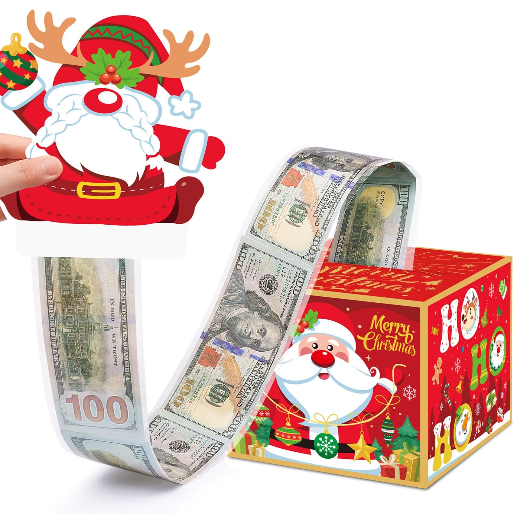Christmas Party Gifts, Christmas Money Box for Cash Pull, Christmas Money Pull Box with Snowman Card and Transparent Bags, Christmas Money Pull Box, Christmas Money Pull Box for Kids Adults