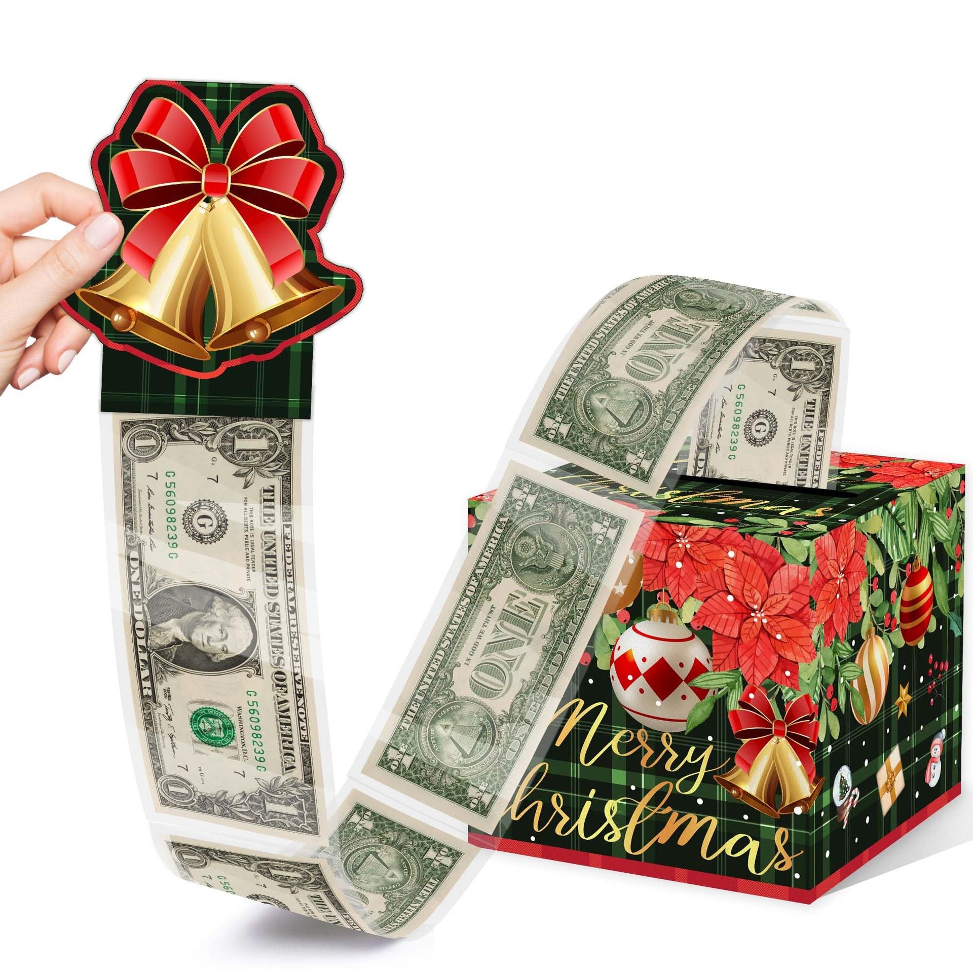 Christmas Party Gifts, Christmas Money Box for Cash Pull, Christmas Money Pull Box with Snowman Card and Transparent Bags, Christmas Money Pull Box, Christmas Money Pull Box for Kids Adults