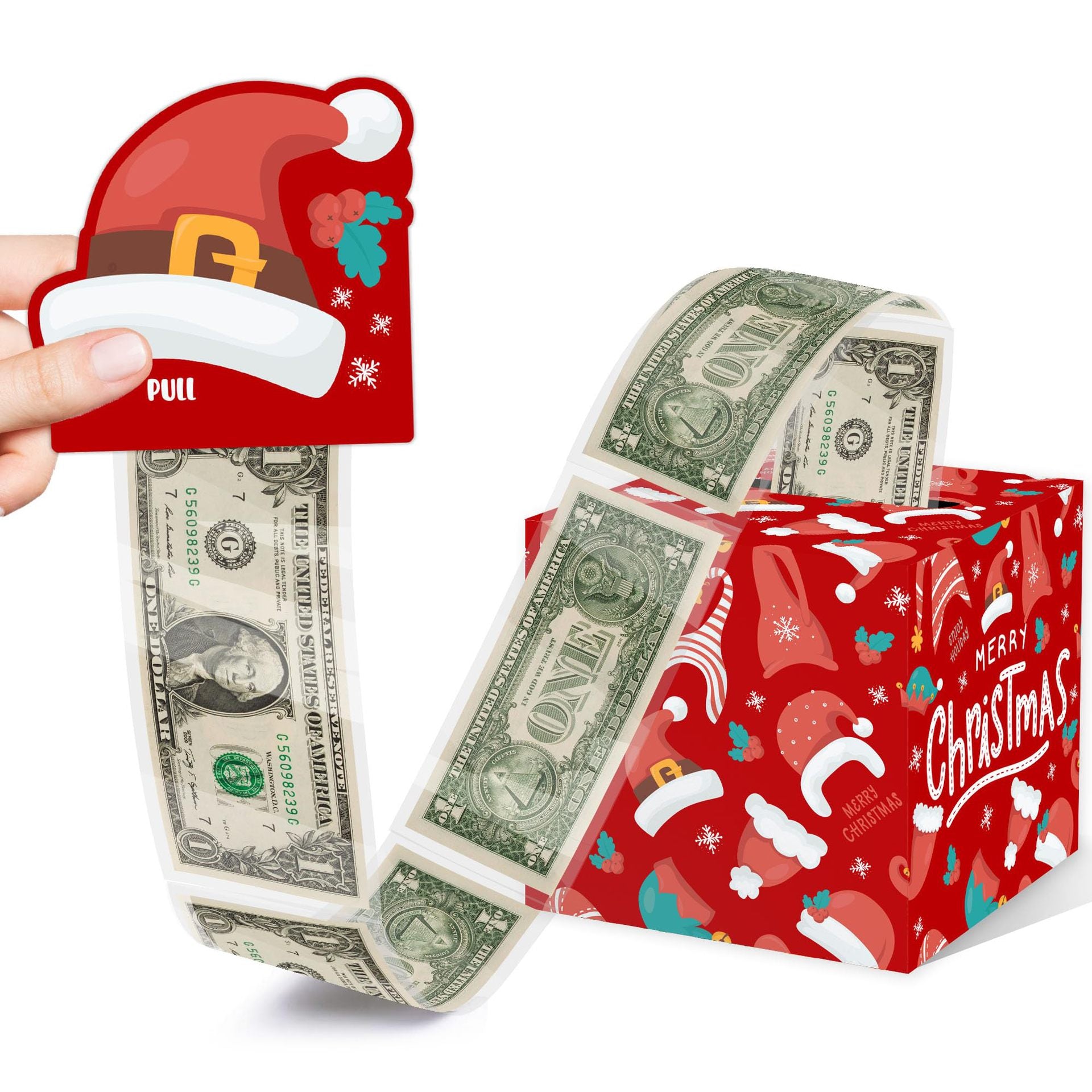 Christmas Party Gifts, Christmas Money Box for Cash Pull, Christmas Money Pull Box with Snowman Card and Transparent Bags, Christmas Money Pull Box, Christmas Money Pull Box for Kids Adults