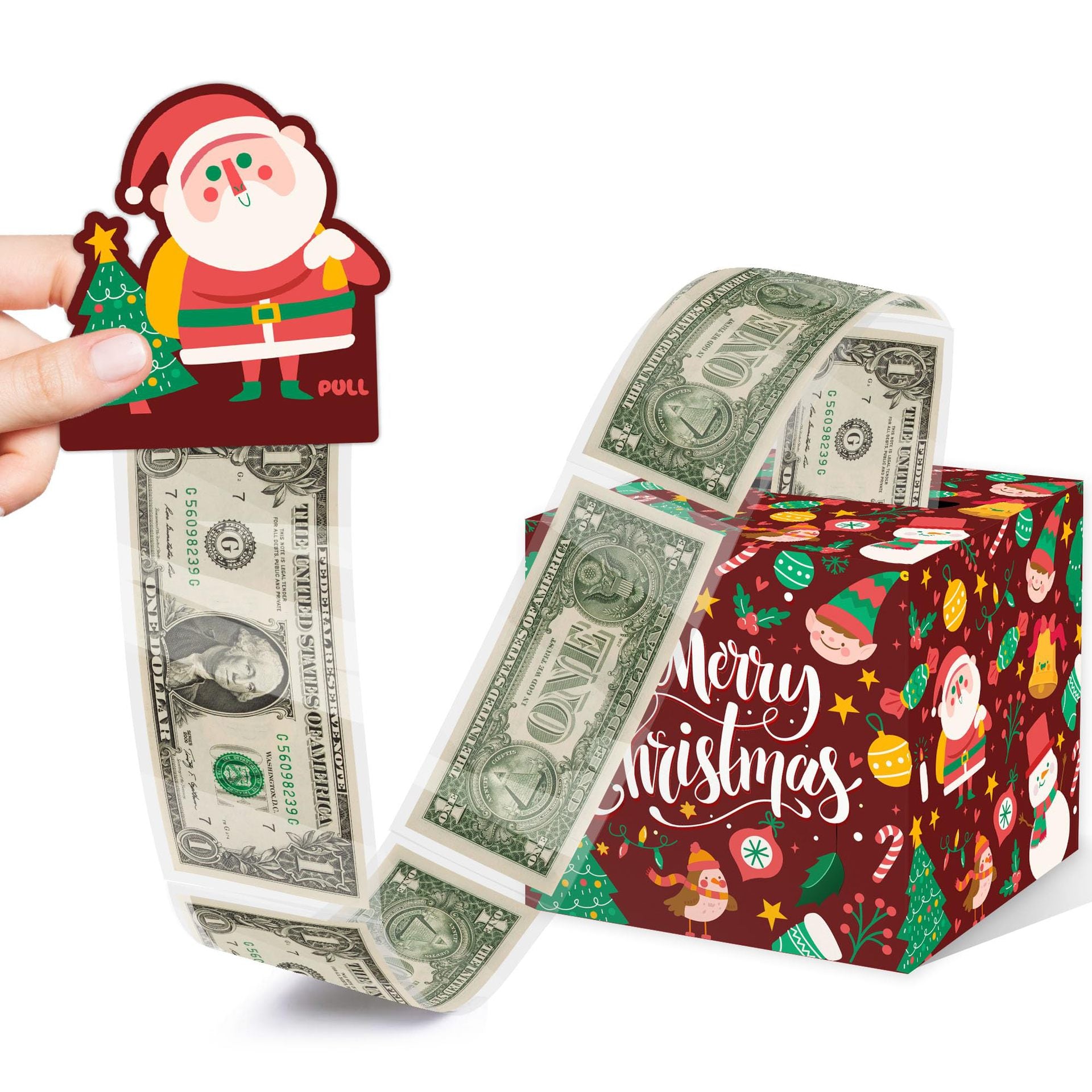 Christmas Party Gifts, Christmas Money Box for Cash Pull, Christmas Money Pull Box with Snowman Card and Transparent Bags, Christmas Money Pull Box, Christmas Money Pull Box for Kids Adults