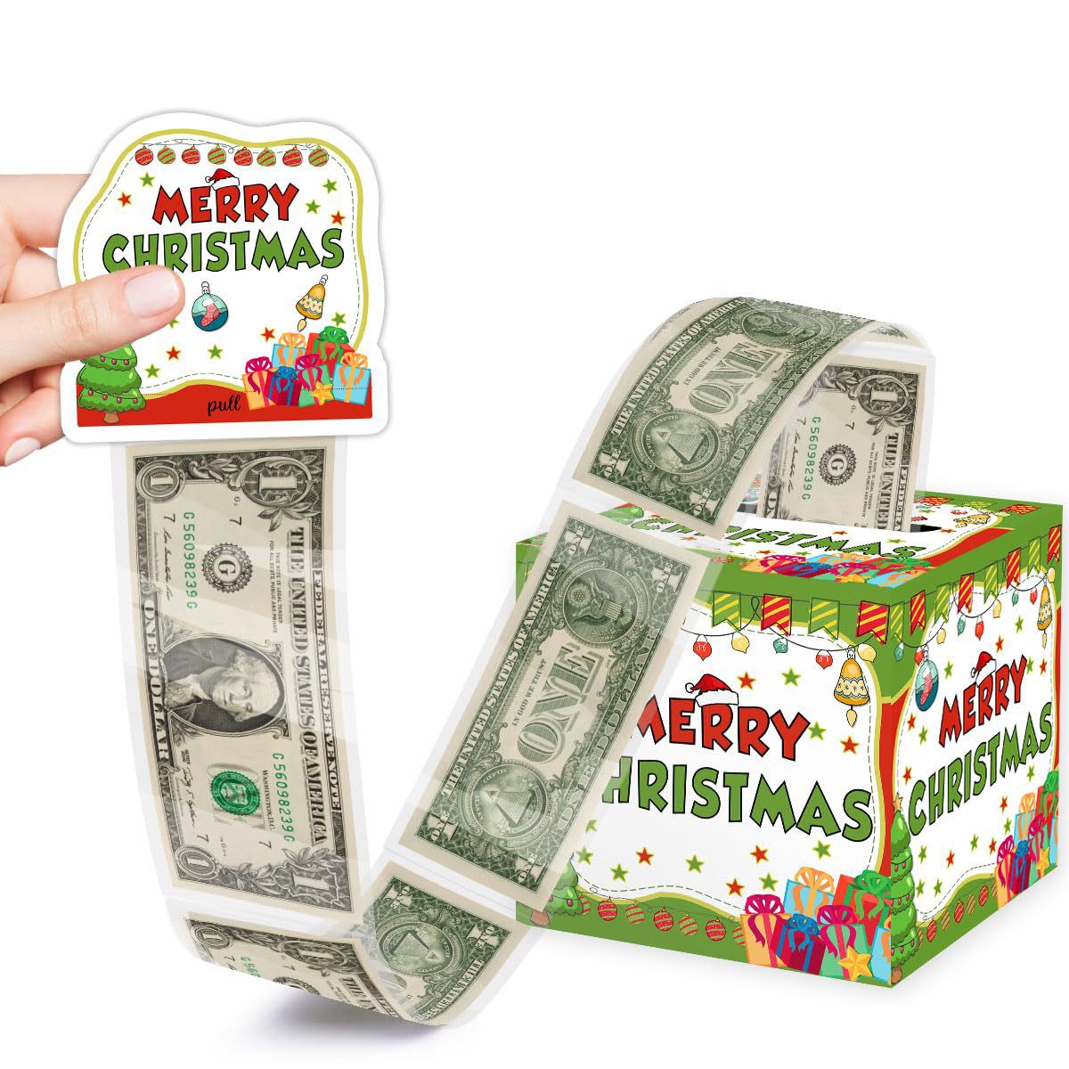 Christmas Party Gifts, Christmas Money Box for Cash Pull, Christmas Money Pull Box with Snowman Card and Transparent Bags, Christmas Money Pull Box, Christmas Money Pull Box for Kids Adults