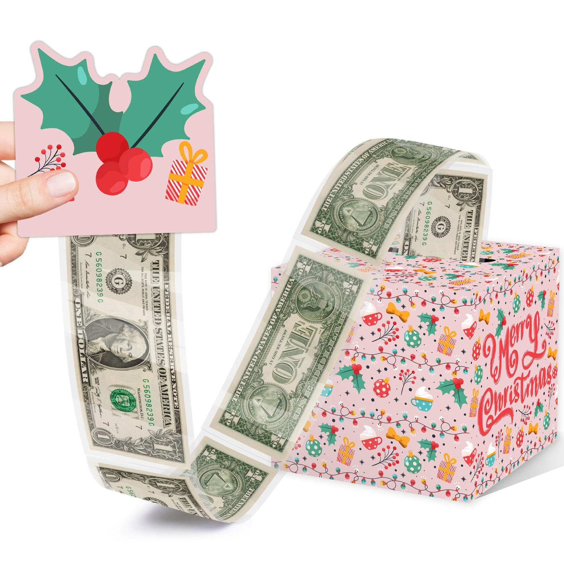 Christmas Party Gifts, Christmas Money Box for Cash Pull, Christmas Money Pull Box with Snowman Card and Transparent Bags, Christmas Money Pull Box, Christmas Money Pull Box for Kids Adults