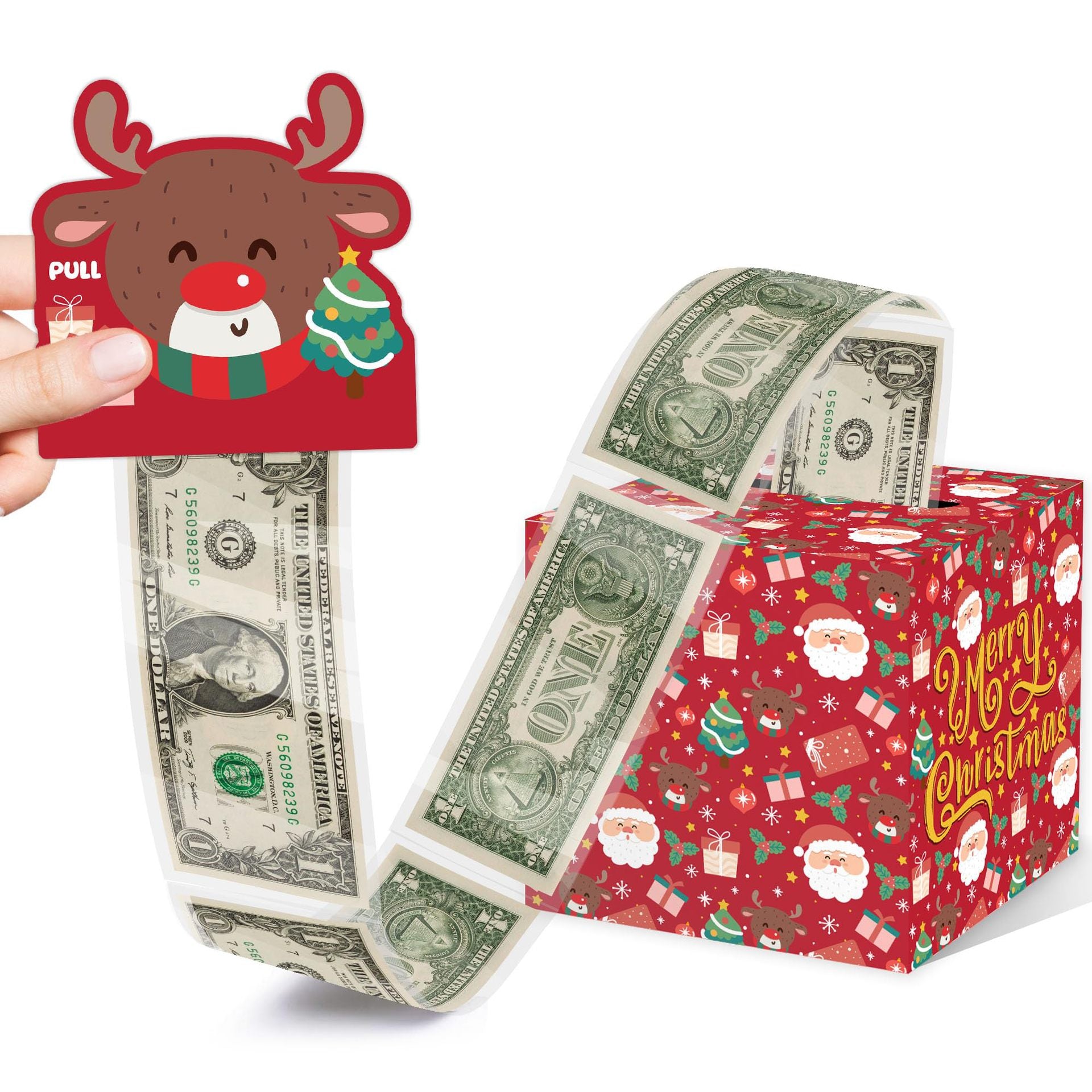 Christmas Party Gifts, Christmas Money Box for Cash Pull, Christmas Money Pull Box with Snowman Card and Transparent Bags, Christmas Money Pull Box, Christmas Money Pull Box for Kids Adults