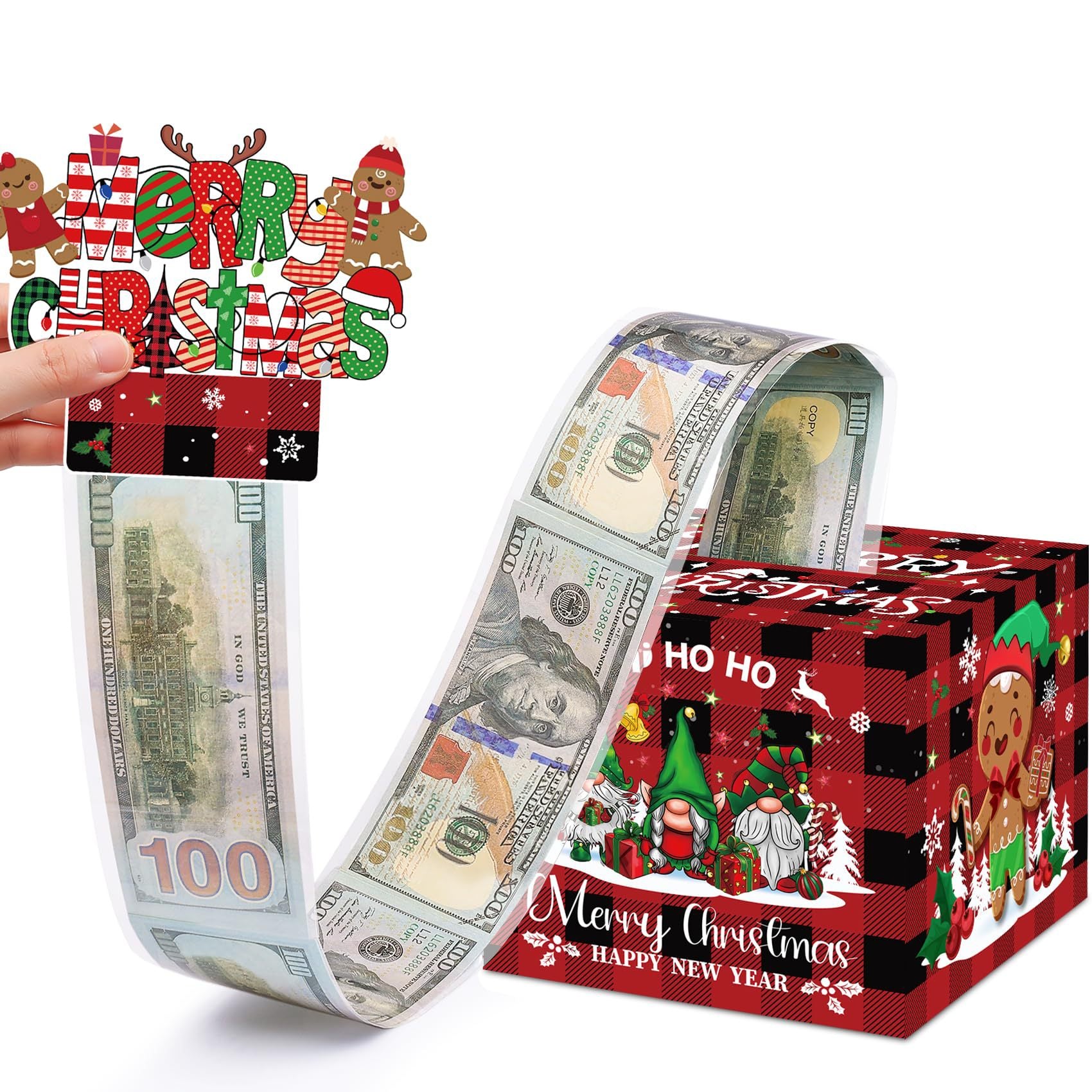 Christmas Party Gifts, Christmas Money Box for Cash Pull, Christmas Money Pull Box with Snowman Card and Transparent Bags, Christmas Money Pull Box, Christmas Money Pull Box for Kids Adults