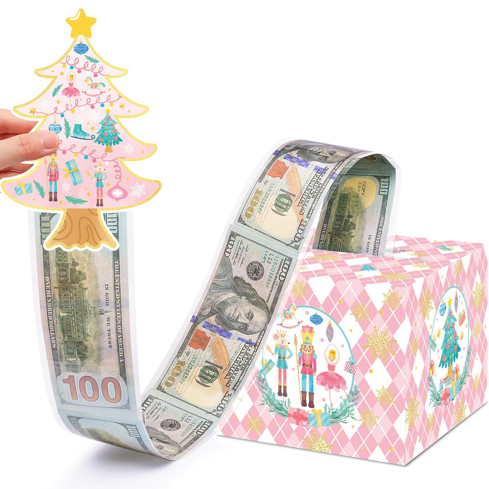 Christmas Party Gifts, Christmas Money Box for Cash Pull, Christmas Money Pull Box with Snowman Card and Transparent Bags, Christmas Money Pull Box, Christmas Money Pull Box for Kids Adults