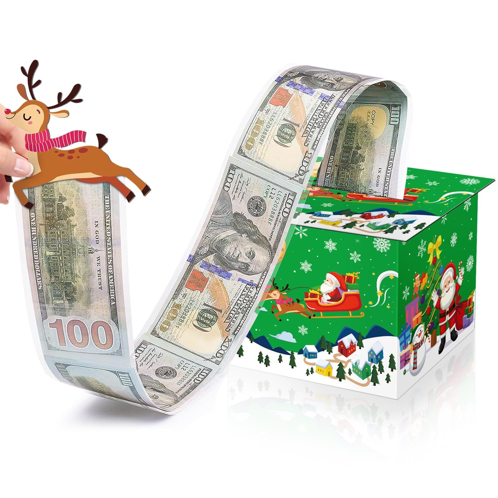 Christmas Party Gifts, Christmas Money Box for Cash Pull, Christmas Money Pull Box with Snowman Card and Transparent Bags, Christmas Money Pull Box, Christmas Money Pull Box for Kids Adults