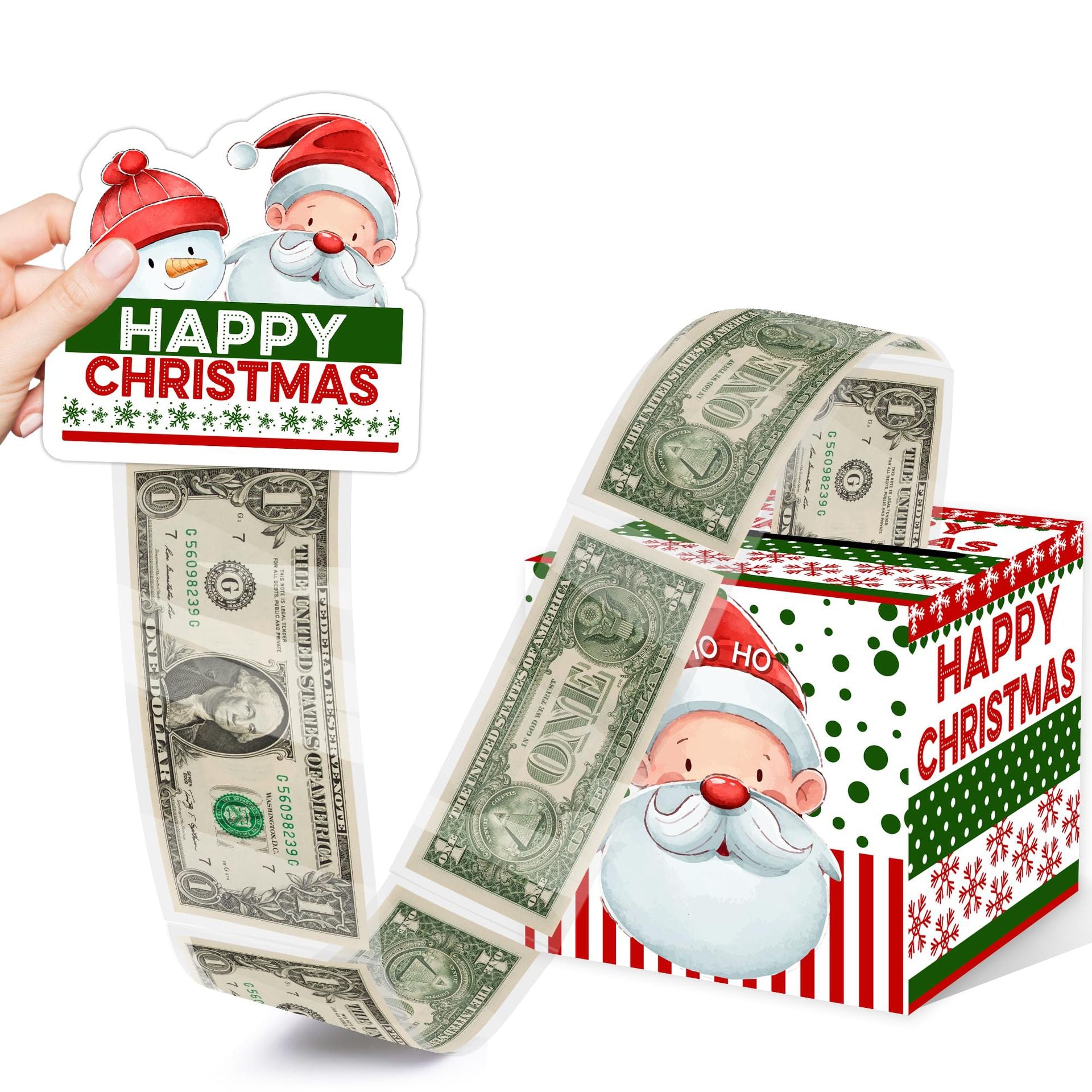 Christmas Party Gifts, Christmas Money Box for Cash Pull, Christmas Money Pull Box with Snowman Card and Transparent Bags, Christmas Money Pull Box, Christmas Money Pull Box for Kids Adults