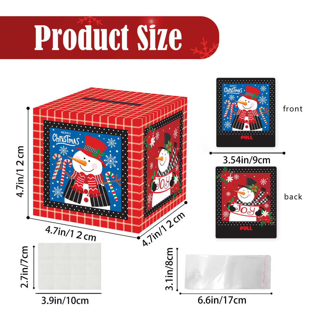 Christmas Party Gifts, Christmas Money Box for Cash Pull, Christmas Money Pull Box with Snowman Card and Transparent Bags, Christmas Money Pull Box, Christmas Money Pull Box for Kids Adults