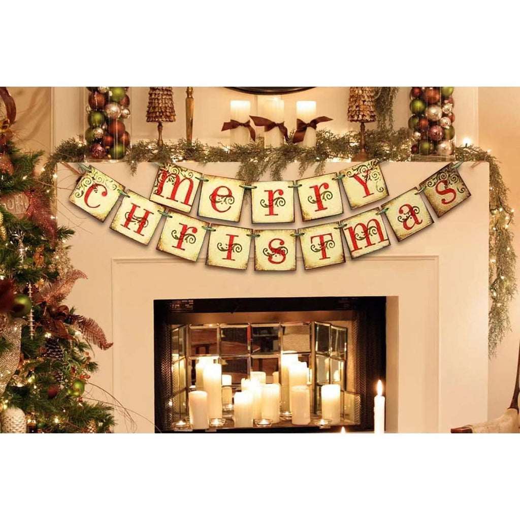 Christmas flag decoration for Christmas banner party, Christmas cheer scene with Christmas tree, flag display