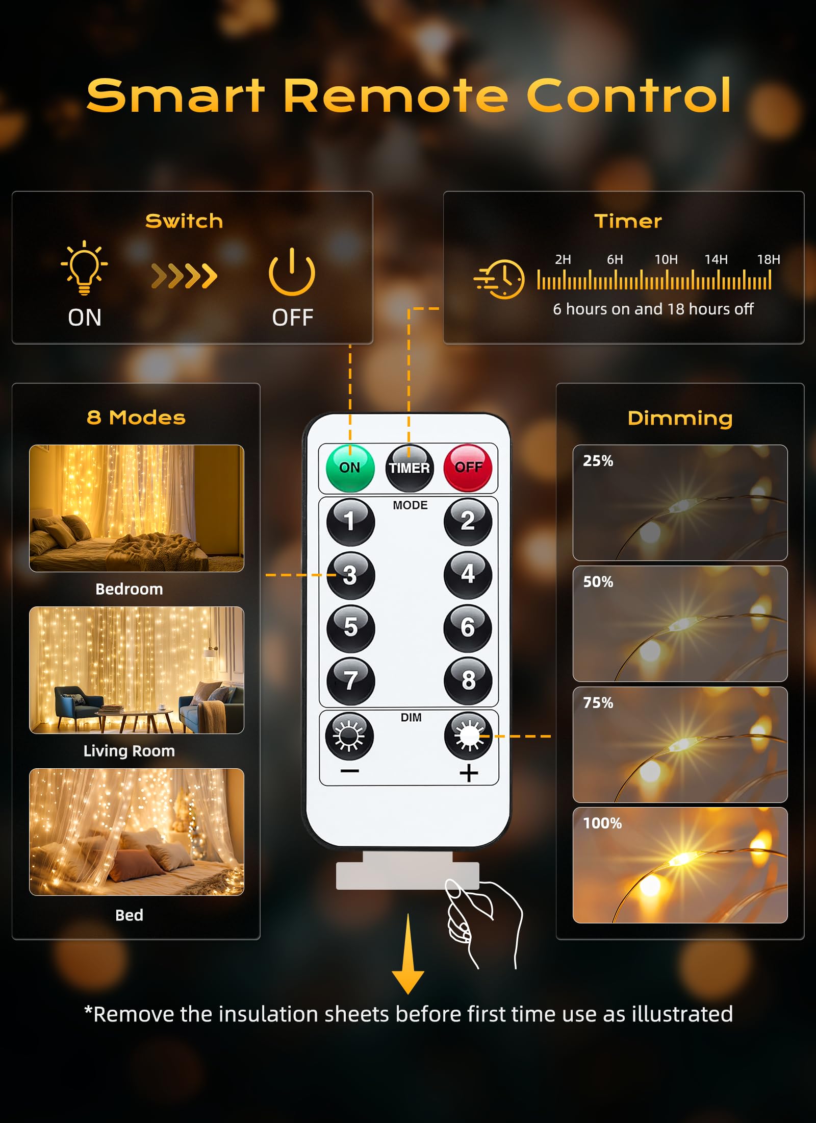 Curtain light strip LED remote control