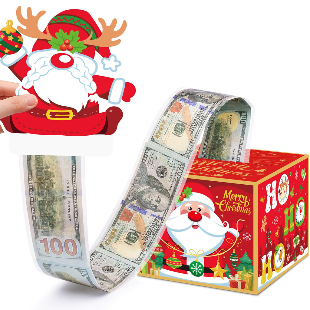 Christmas Party Gifts, Christmas Money Box for Cash Pull, Christmas Money Pull Box with Snowman Card and Transparent Bags, Christmas Money Pull Box, Christmas Money Pull Box for Kids Adults