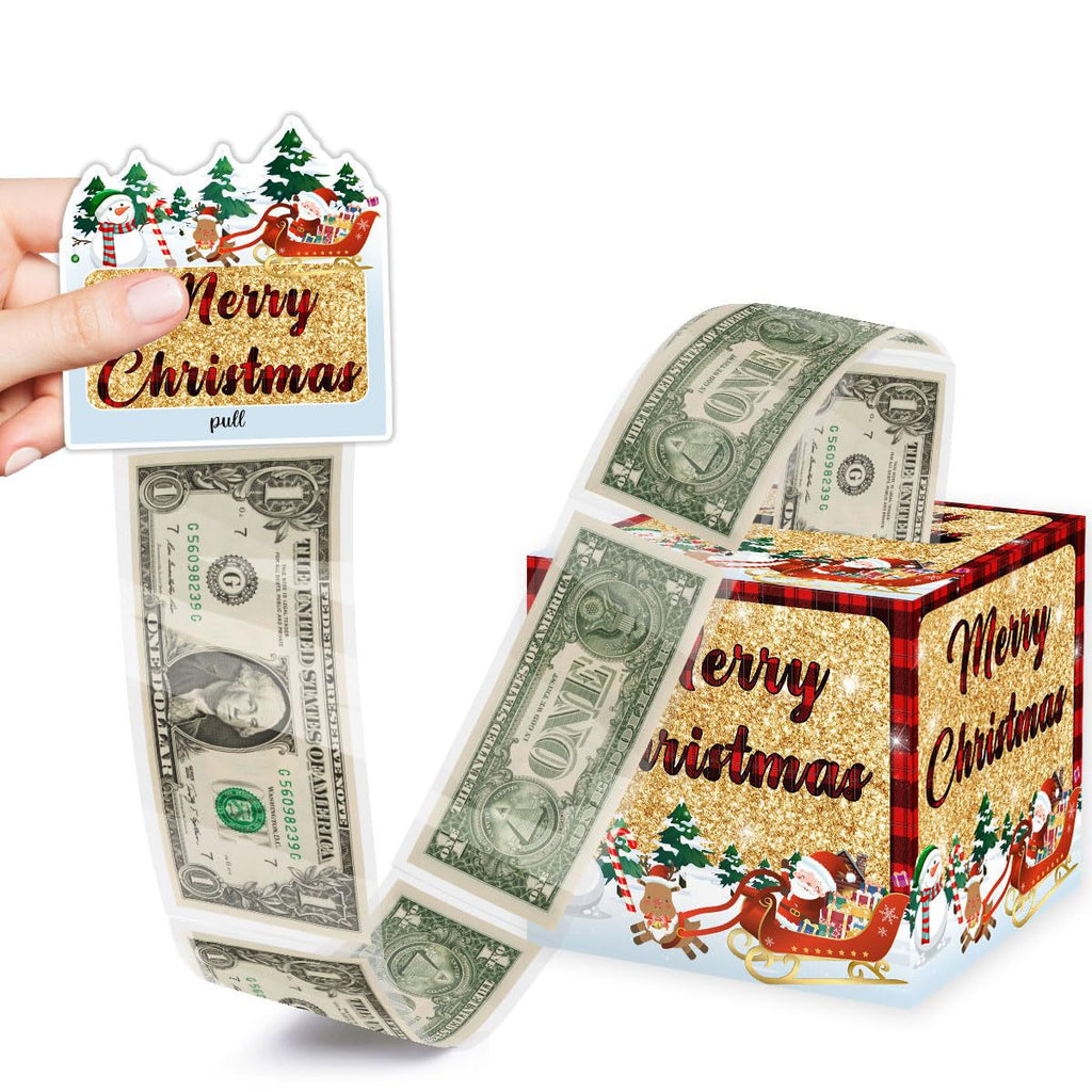 Christmas Party Gifts, Christmas Money Box for Cash Pull, Christmas Money Pull Box with Snowman Card and Transparent Bags, Christmas Money Pull Box, Christmas Money Pull Box for Kids Adults